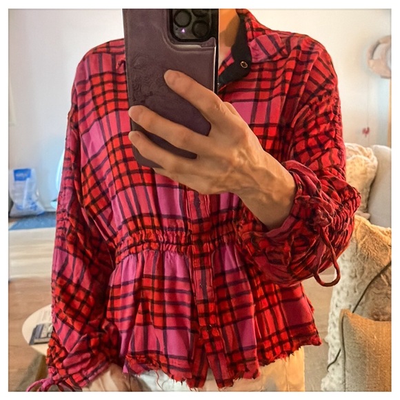 💕We the free button down flannel shirt-size S💕 - Picture 1 of 16